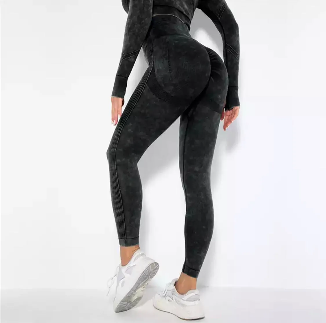 Tie Dye Me Up Leggings - Dark Grey