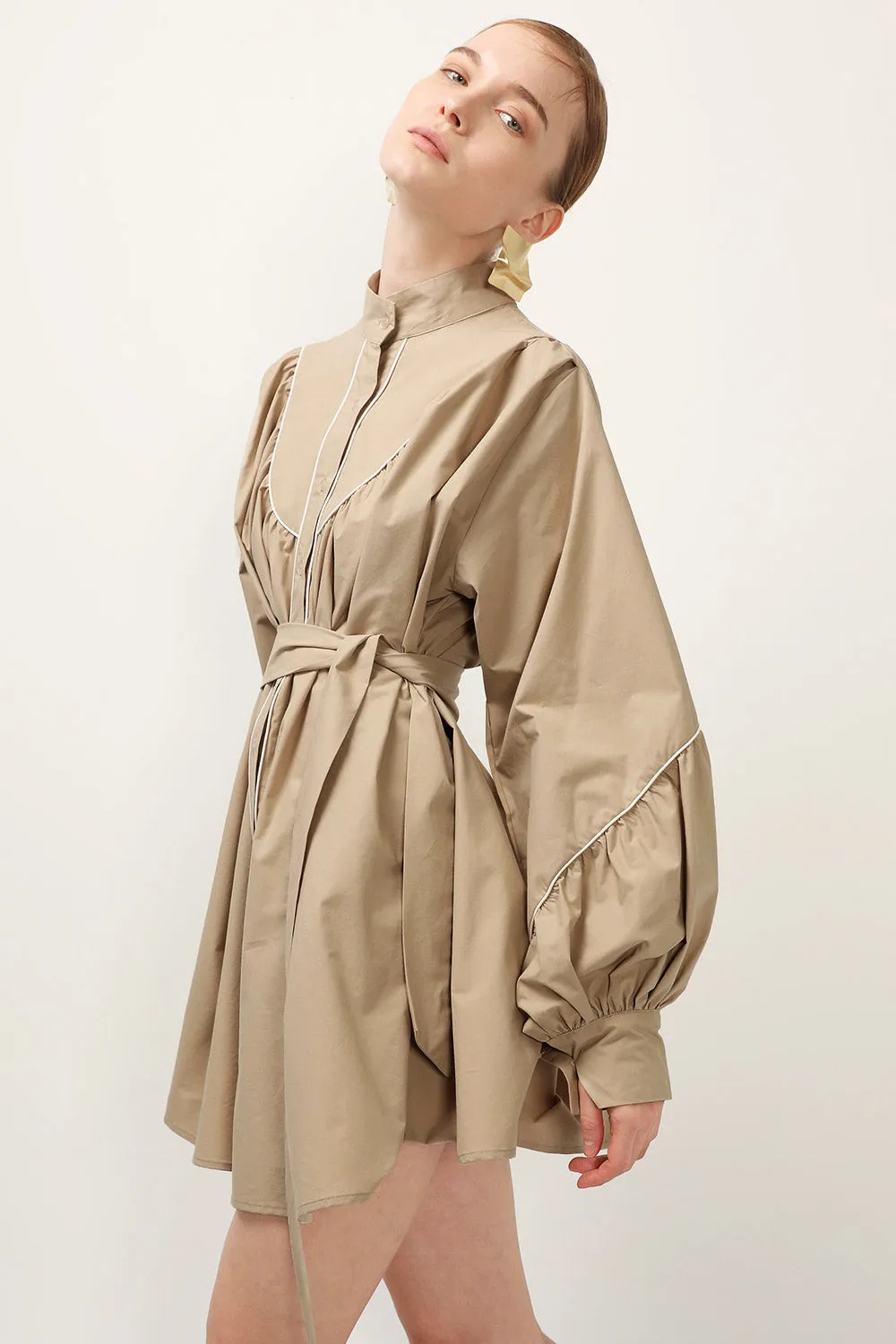 Tori Piping Detail Shirt Dress