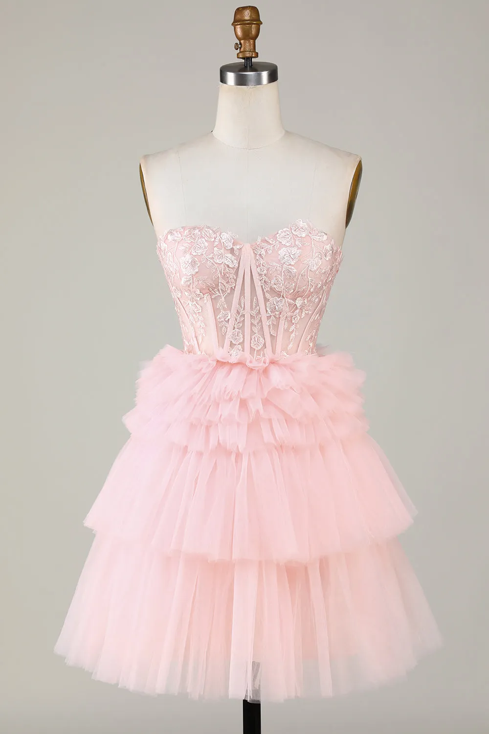 Trendy Blue A Line Sweetheart Tiered Short Homecoming Dress with Ruffles