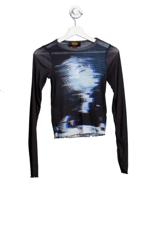 Urban Outfitters Black Archive Face Long Sleeve T-shirt UK XS