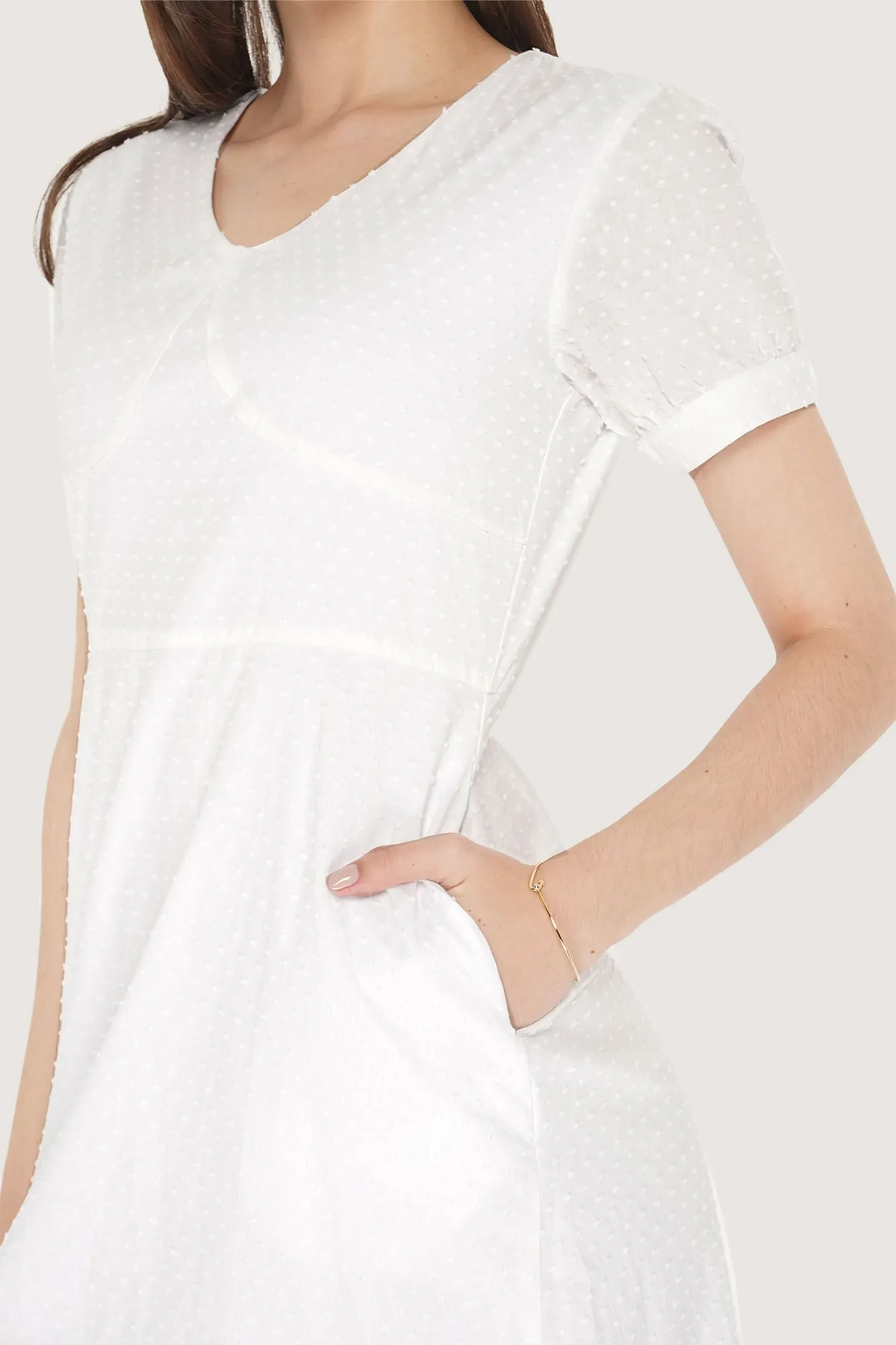 V-Neck Fit And Flare Dress