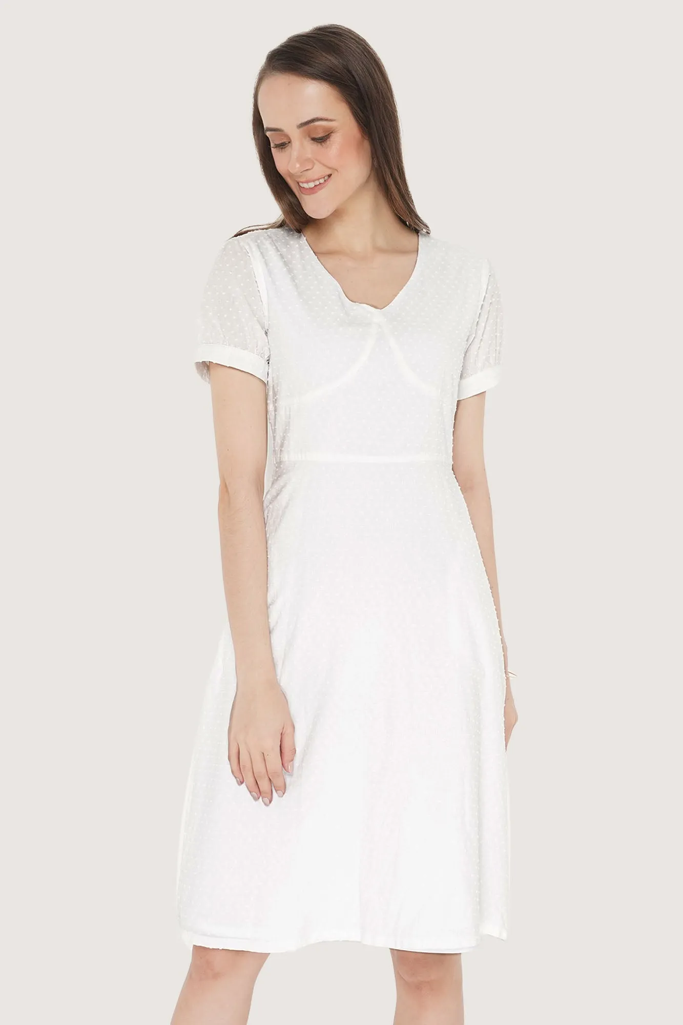 V-Neck Fit And Flare Dress