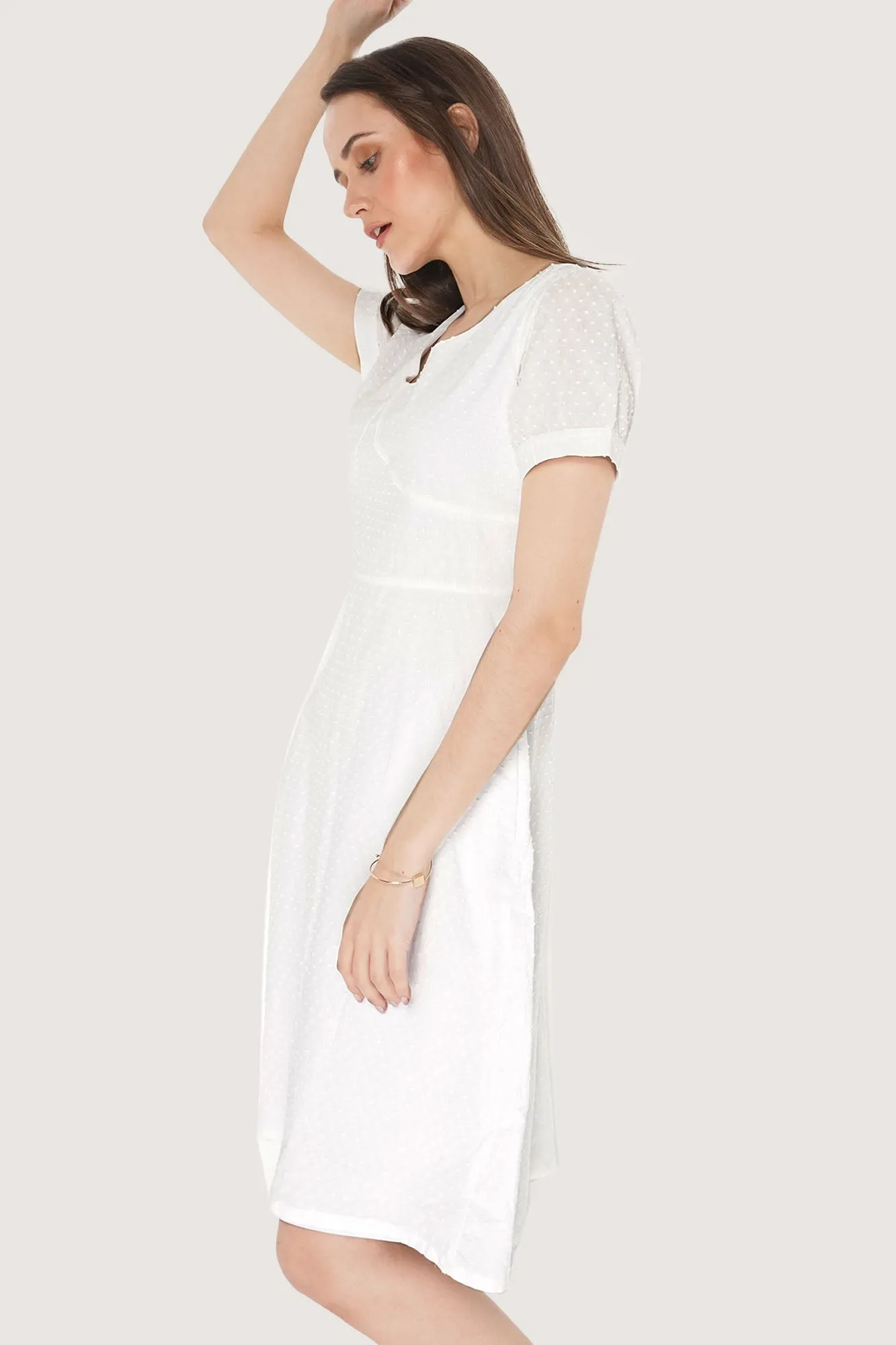 V-Neck Fit And Flare Dress