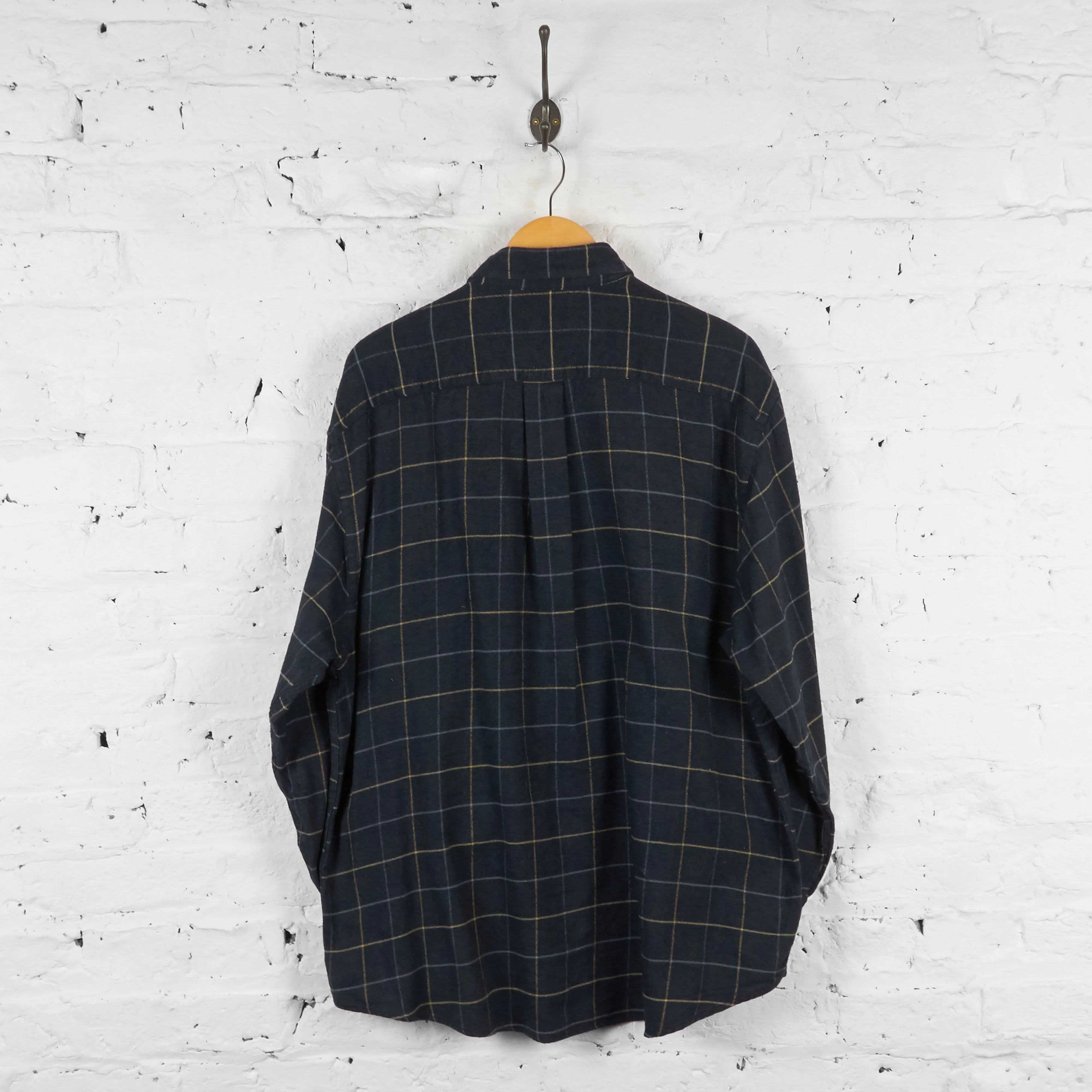 Vintage Checked Pattern Flannel Shirt - Grey - XL