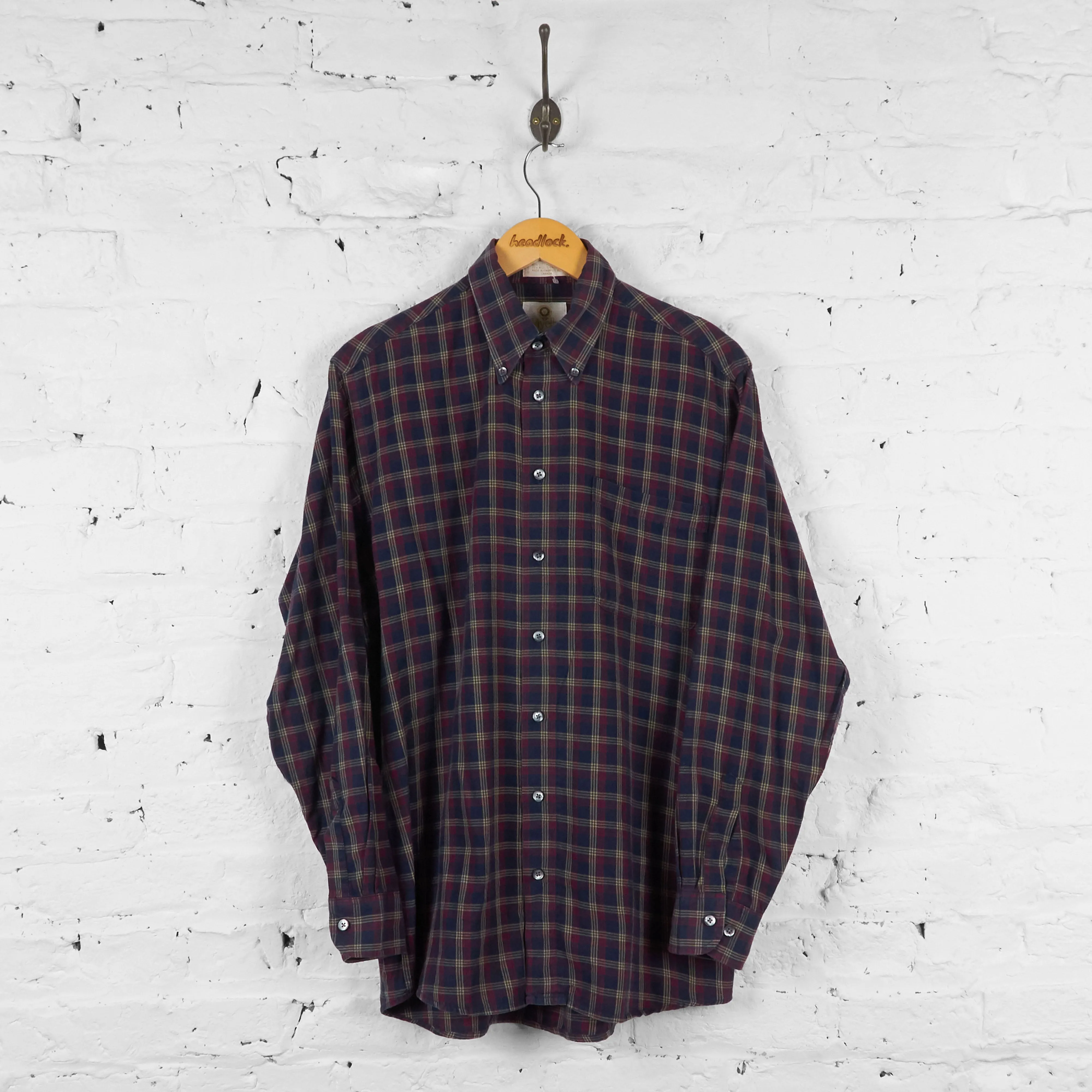 Vintage Checked Pattern Shirt - Blue - M