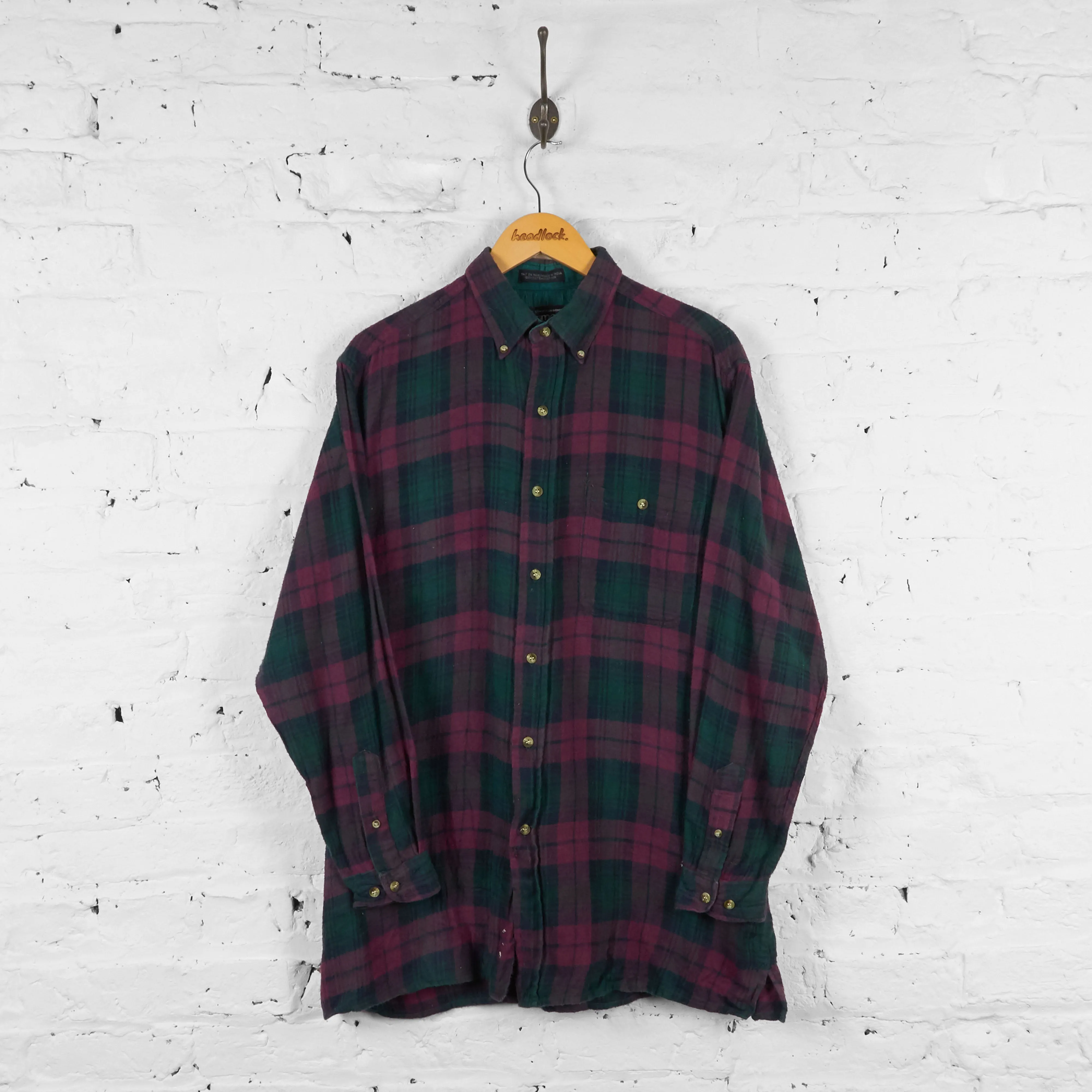 Vintage Checked Pattern Shirt - Green/Red - M