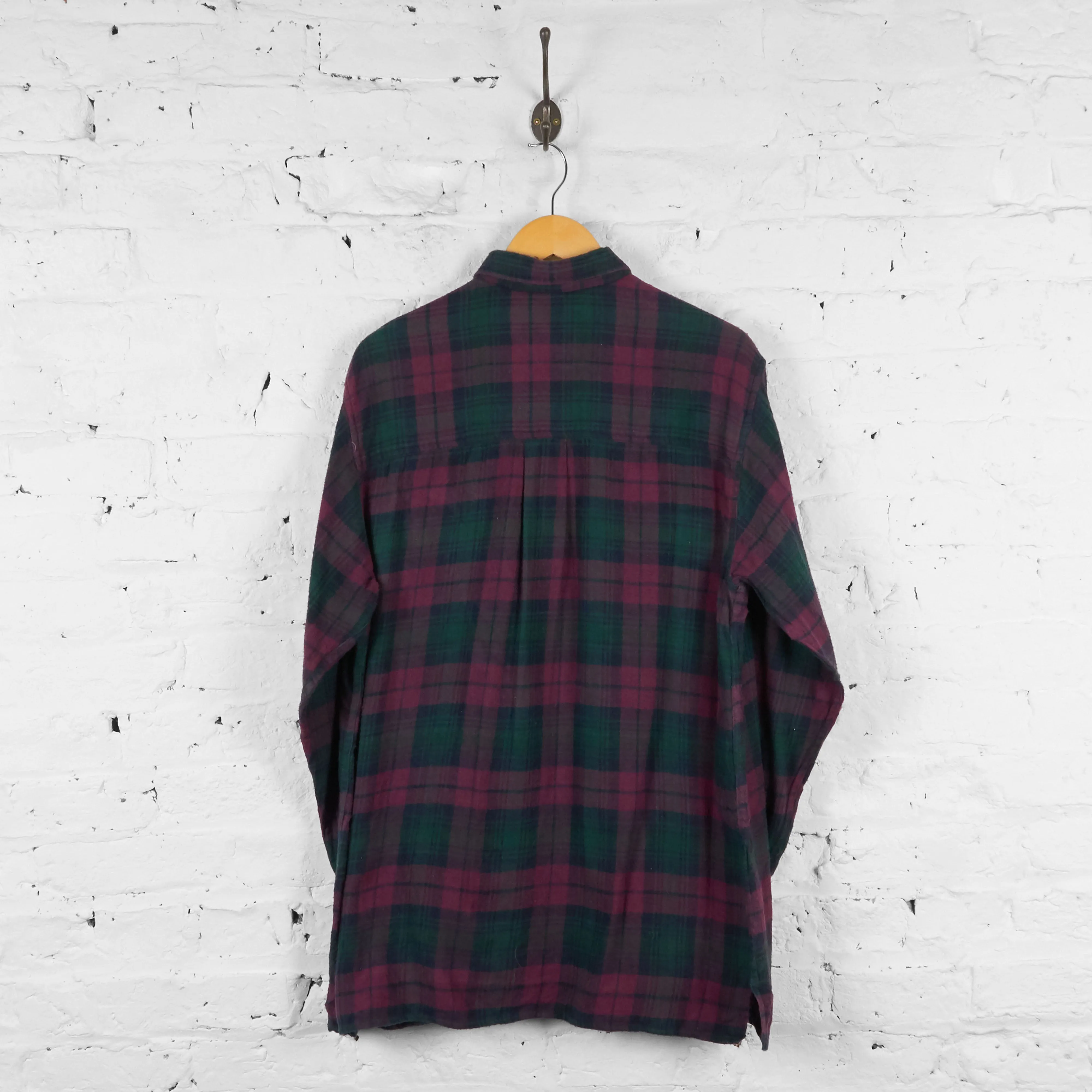 Vintage Checked Pattern Shirt - Green/Red - M