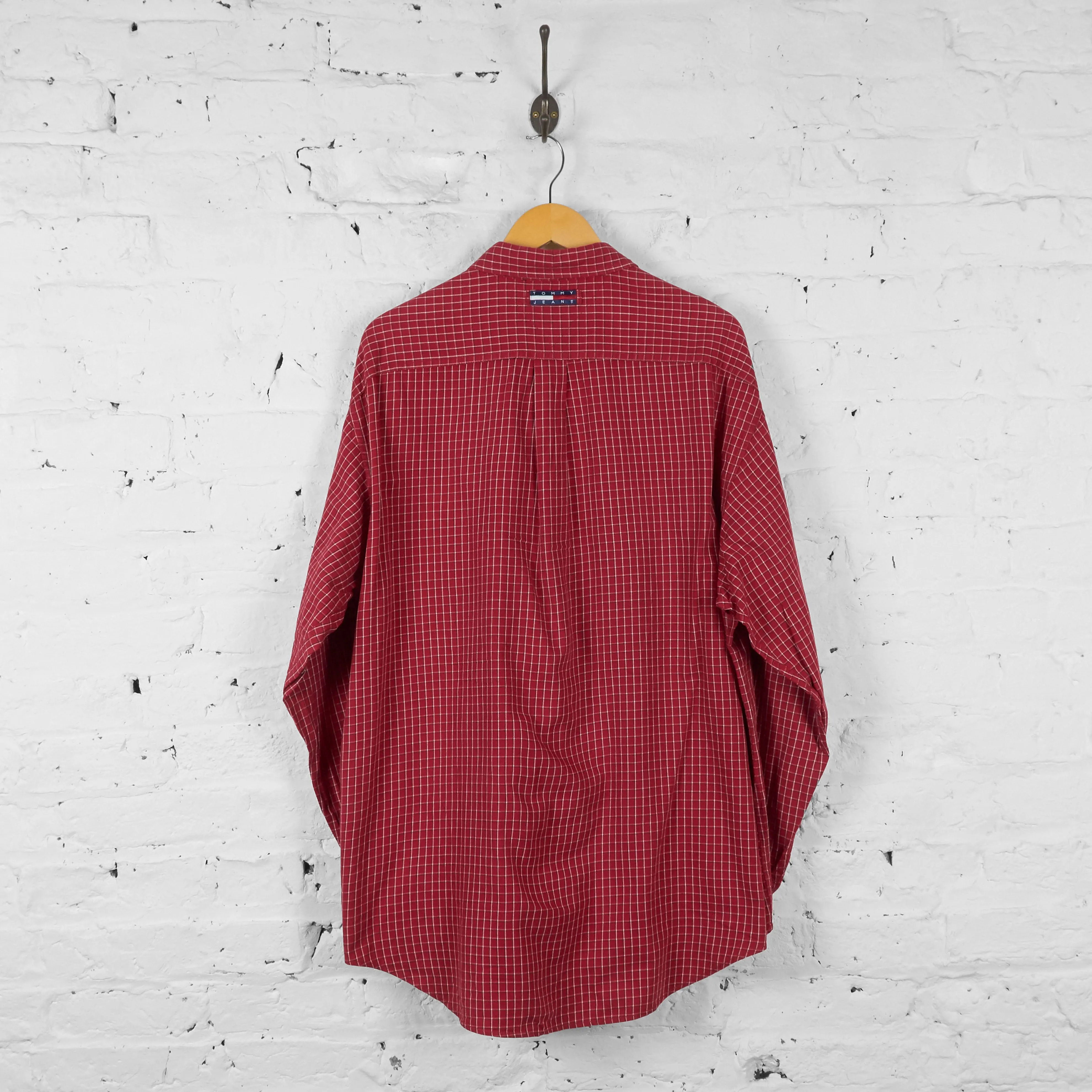 Vintage Checked Tommy Hilfiger Jeans Shirt - Red - XL