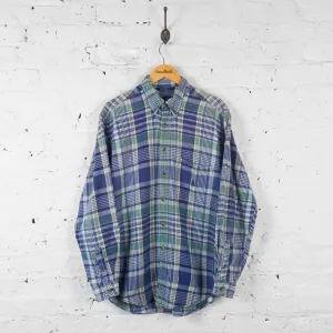 Vintage Nautica Checked Cotton Shirt - Blue - L