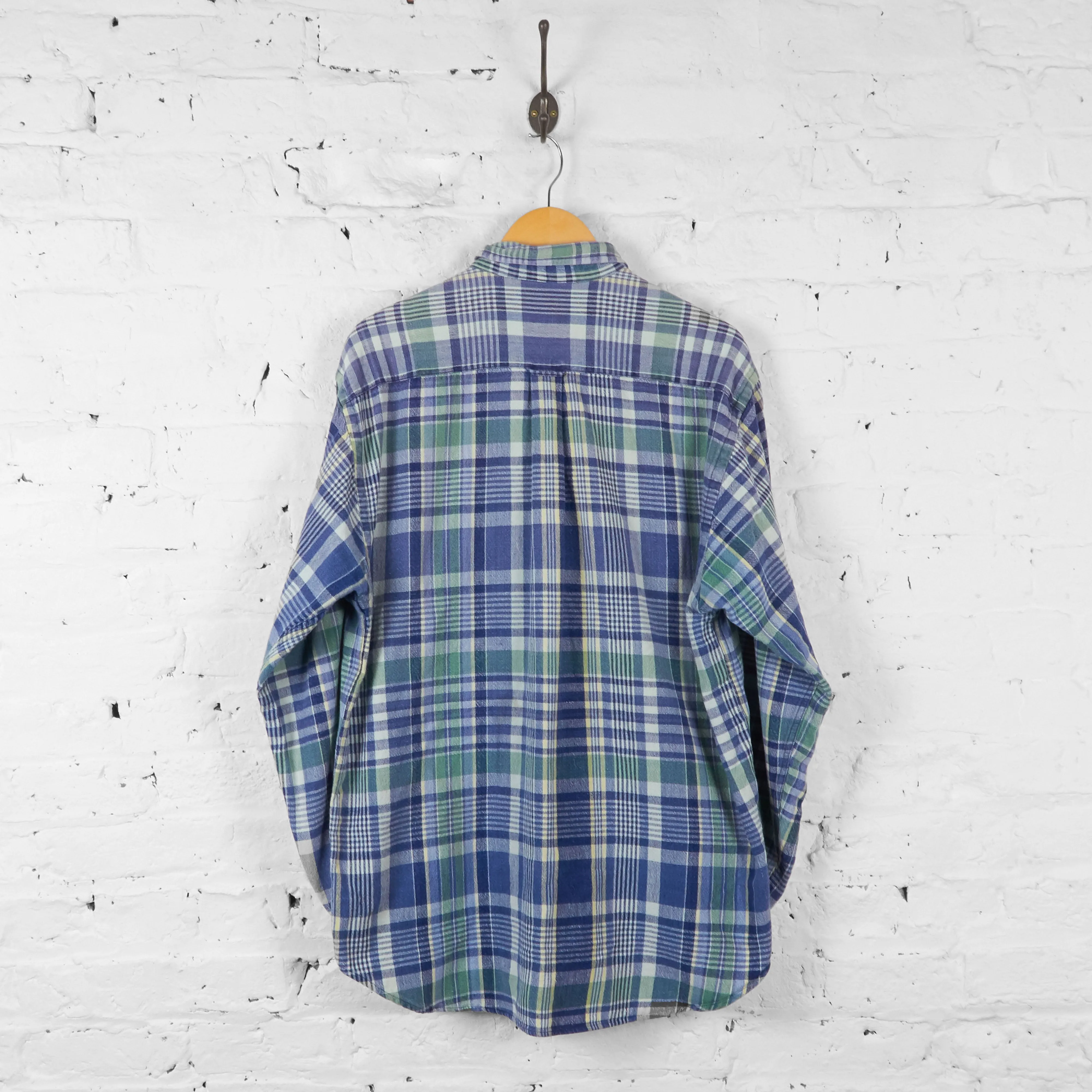 Vintage Nautica Checked Cotton Shirt - Blue - L