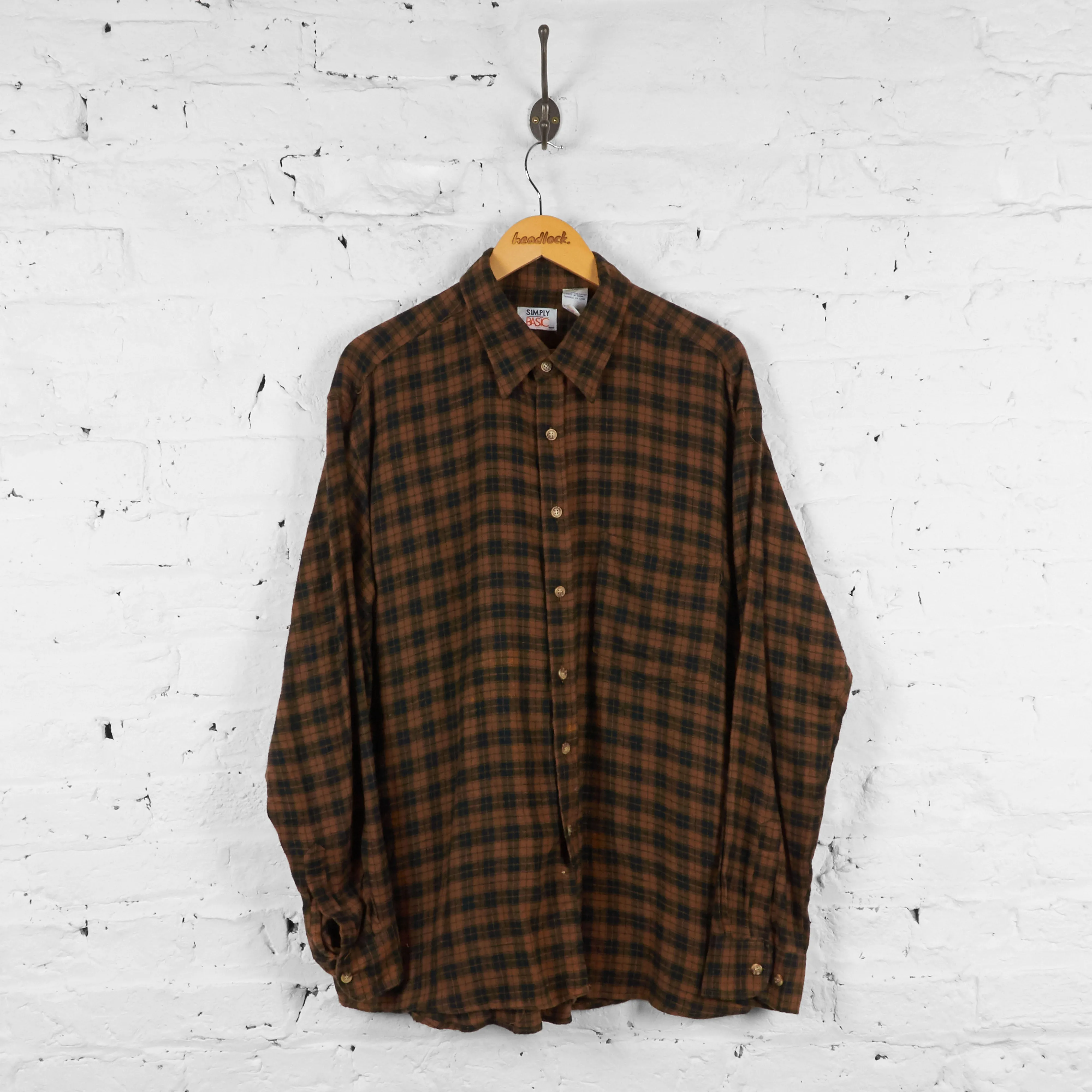 Vintage Pattern Checked Shirt - Brown/Black - L