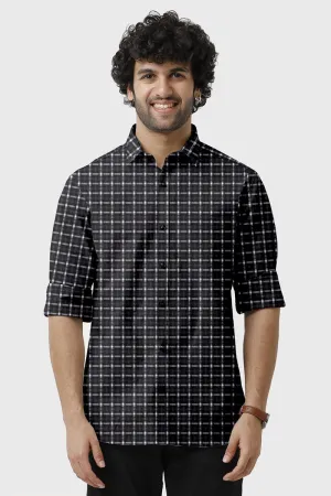Vista - Black With White Checked Shirts For Mens | Ariser