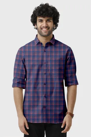Vista - Blue With Orange Checked Shirts For Mens | Ariser