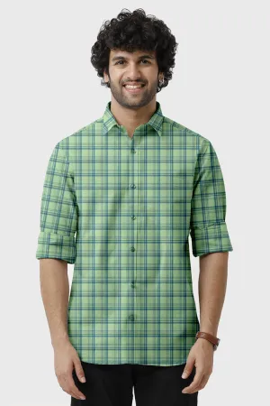 Vista - Green With Blue Checked Shirts For Mens | Ariser