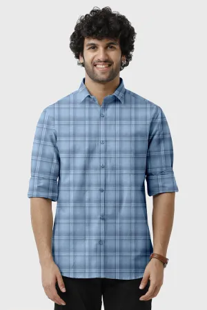 Vista -  Pastel Blue With White Checked Shirts For Mens | Ariser