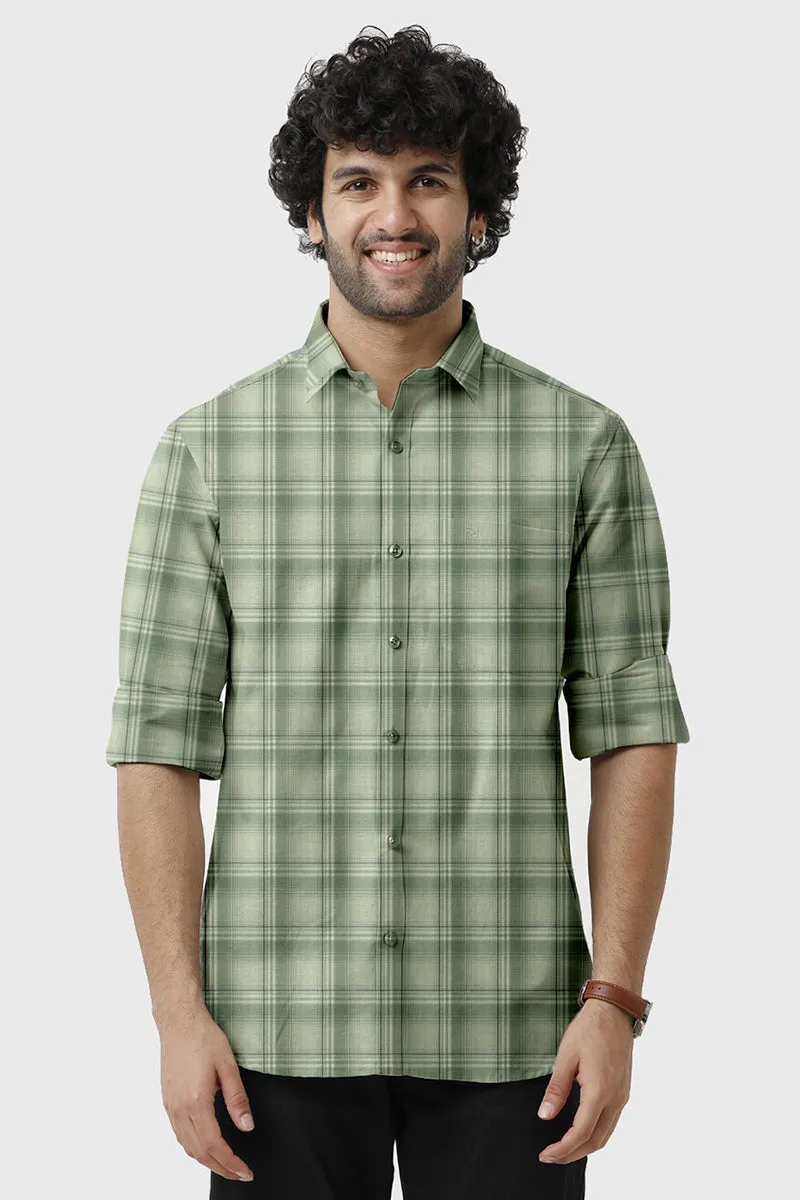 Vista - Pastel Green With White Checked Shirts For Mens | Ariser