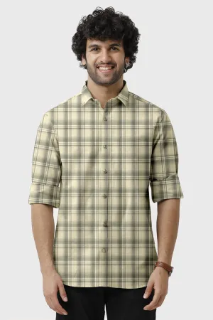Vista -  Yellow With Grey Checked Shirts For Mens | Ariser