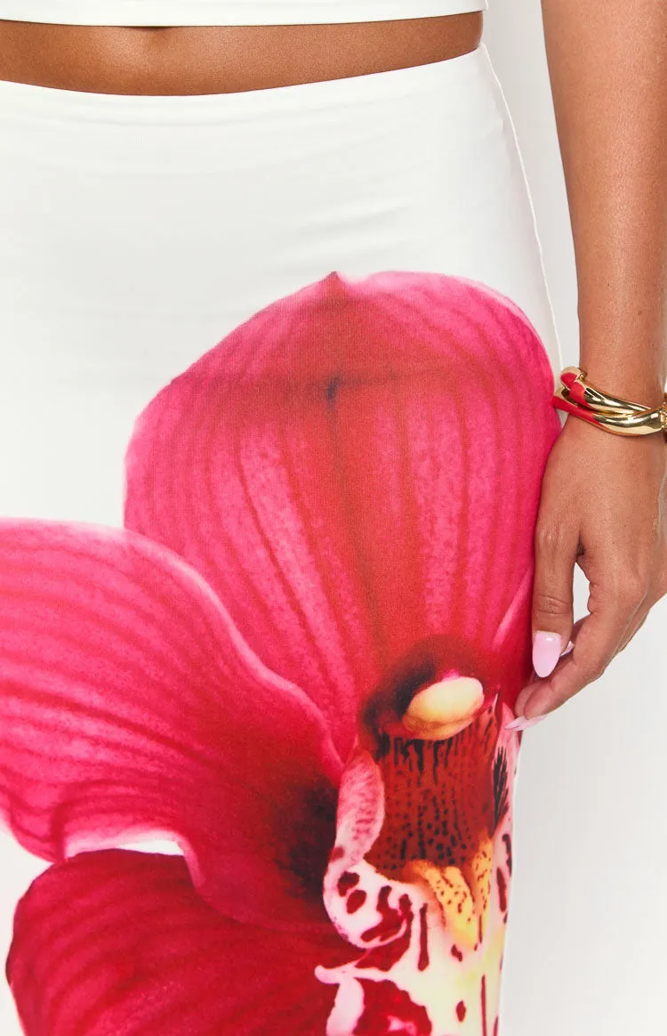 Viviana White Orchid Maxi Skirt 