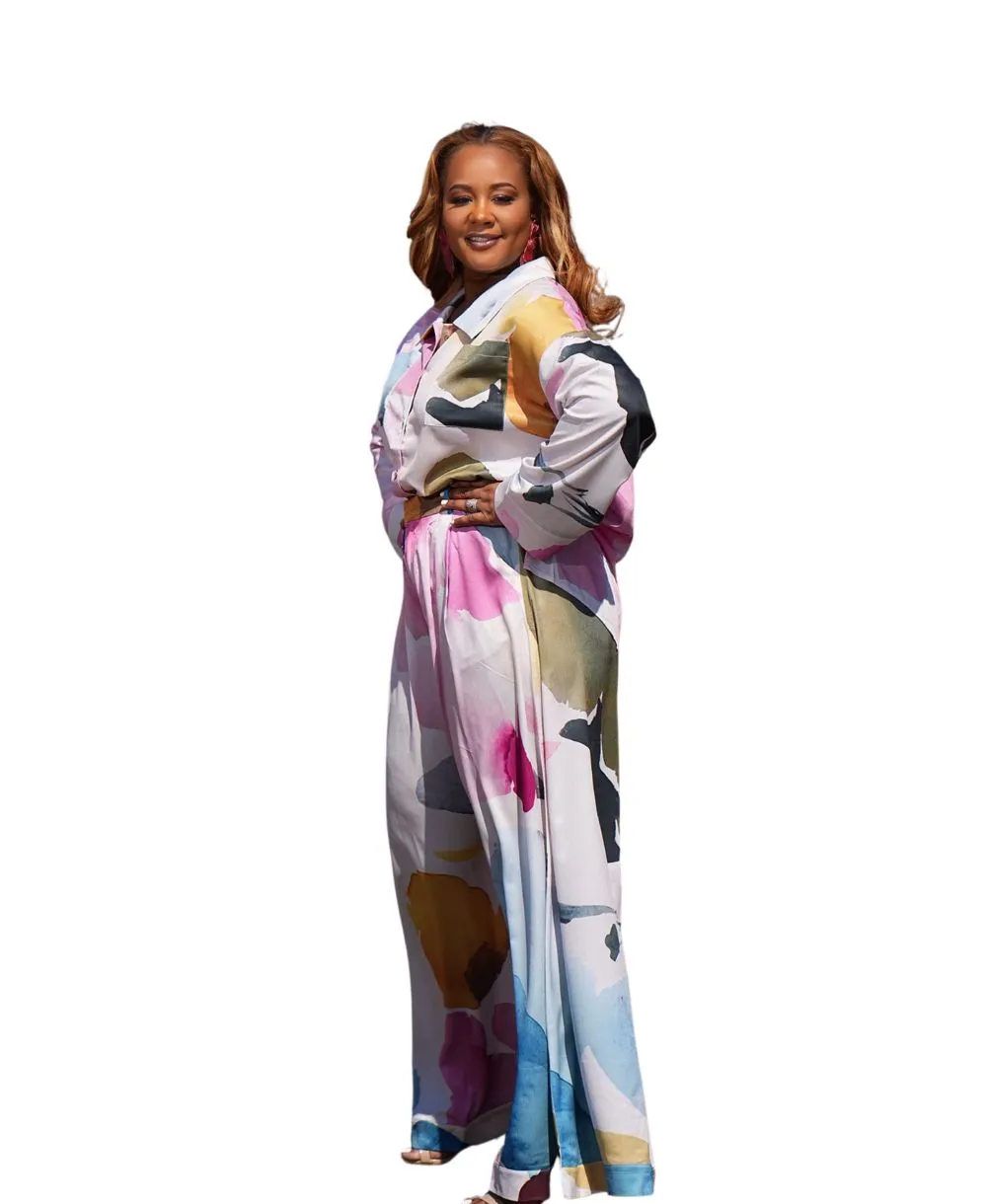 Watercolor Two-Piece Pant Set