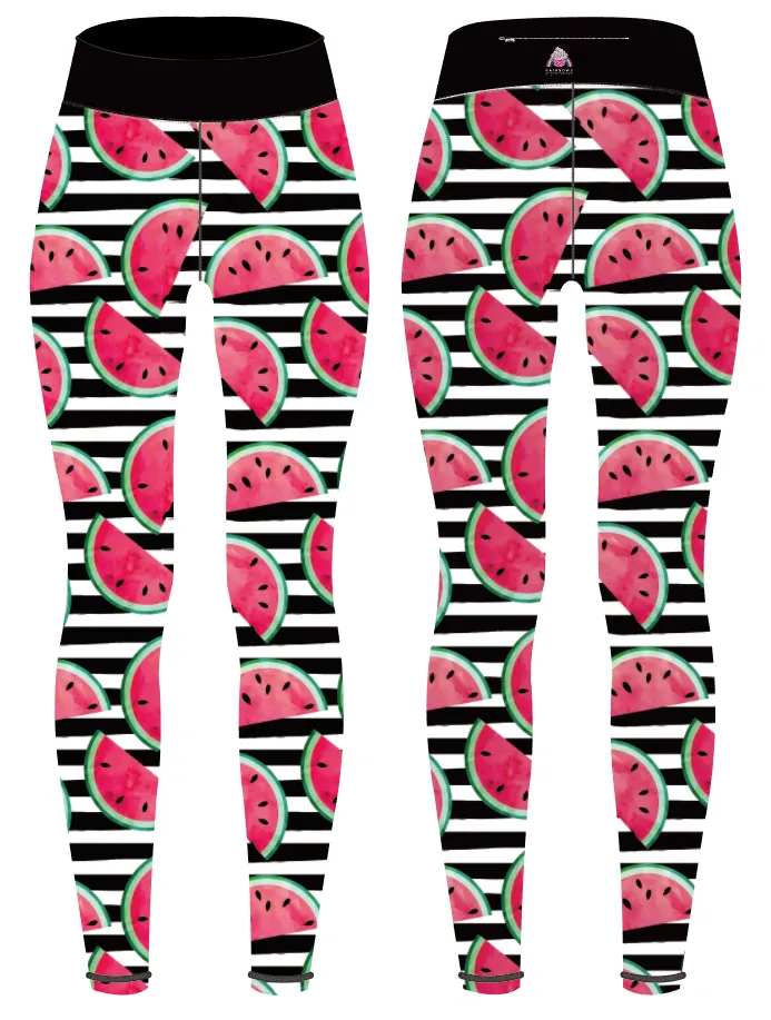 Watermelon Stripes Women's Activewear Leggings