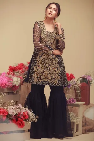 Wedding party dress with dabka zari nagh pearls and threds work Model#P 141