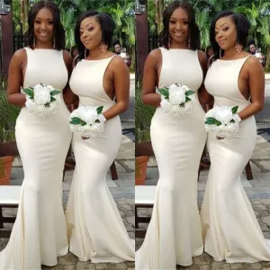 wedding party dresses 2022 off white mermaid bridesmaid dresses long simple cheap custom wedding guest dress 2021