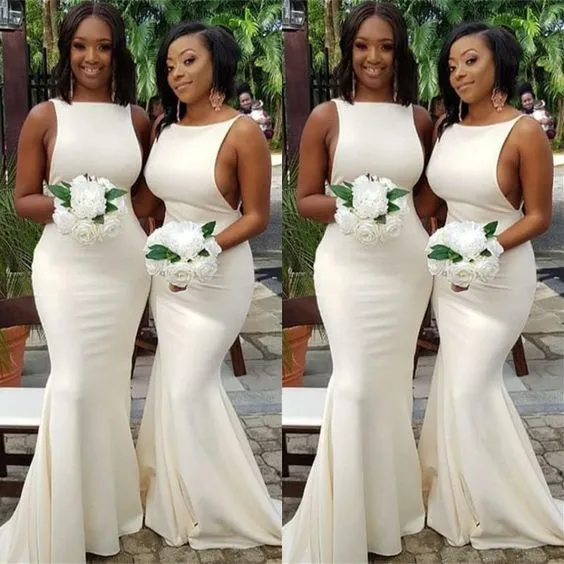 wedding party dresses 2022 off white mermaid bridesmaid dresses long simple cheap custom wedding guest dress 2021