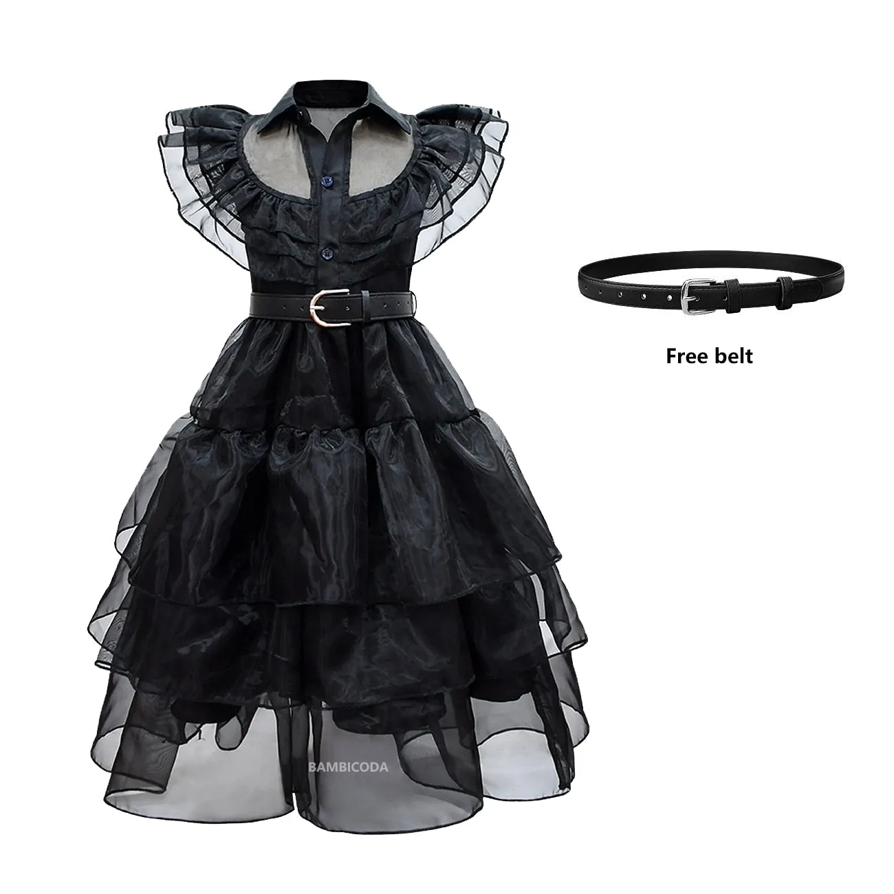 Wednesday Addams Cosplay For Girl Costume 2023 New Vestidos For Kids Girls Mesh Party Dresses Carnival Costumes 3-10 Years Old