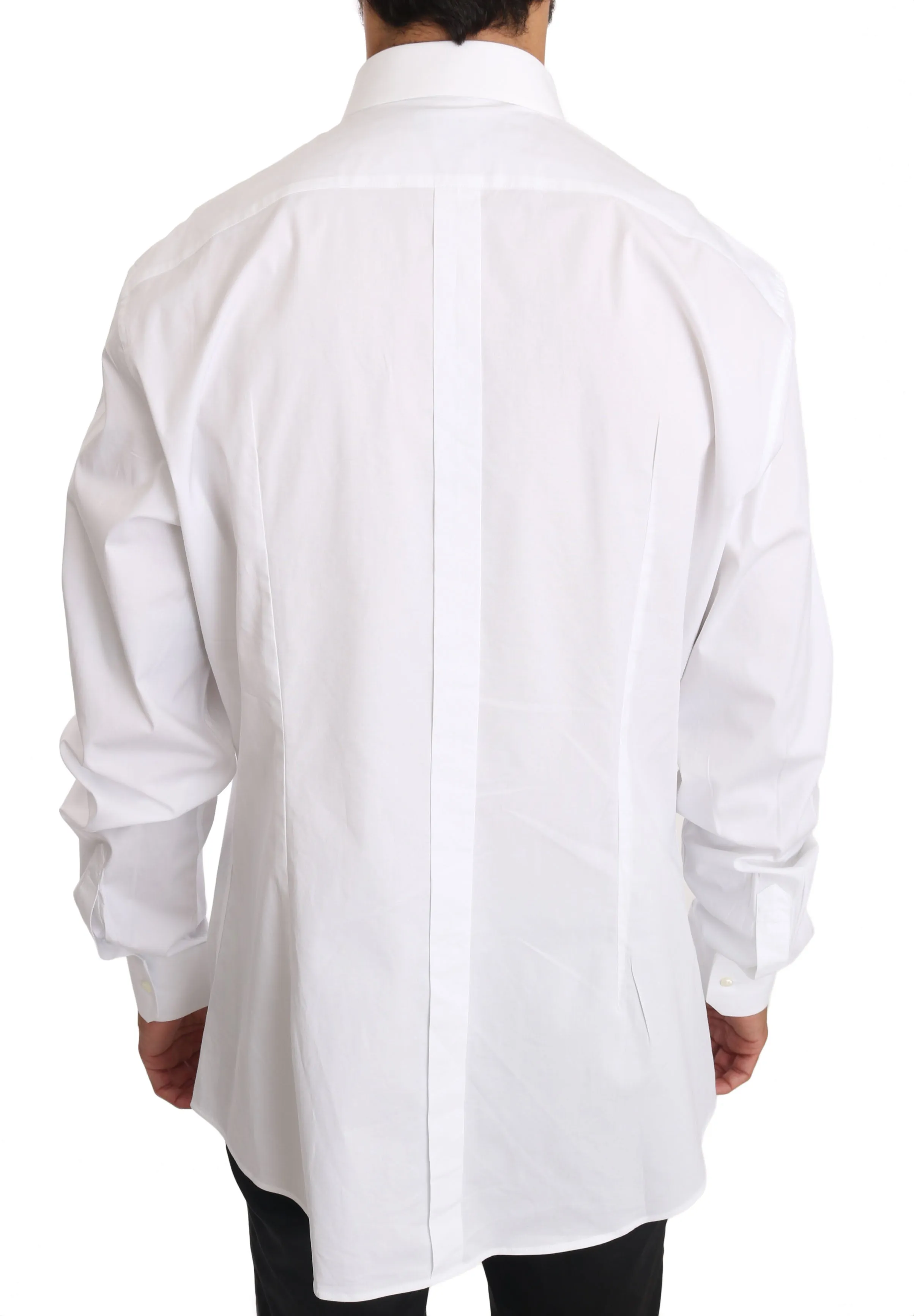 White Cotton Stretch GOLD Dress Shirt