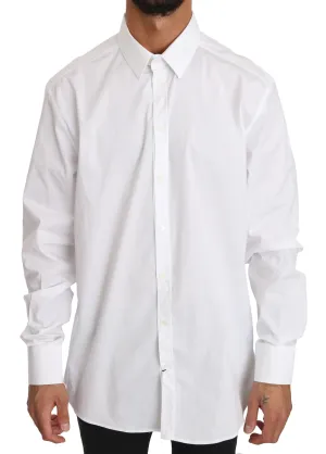 White Cotton Stretch GOLD Dress Shirt