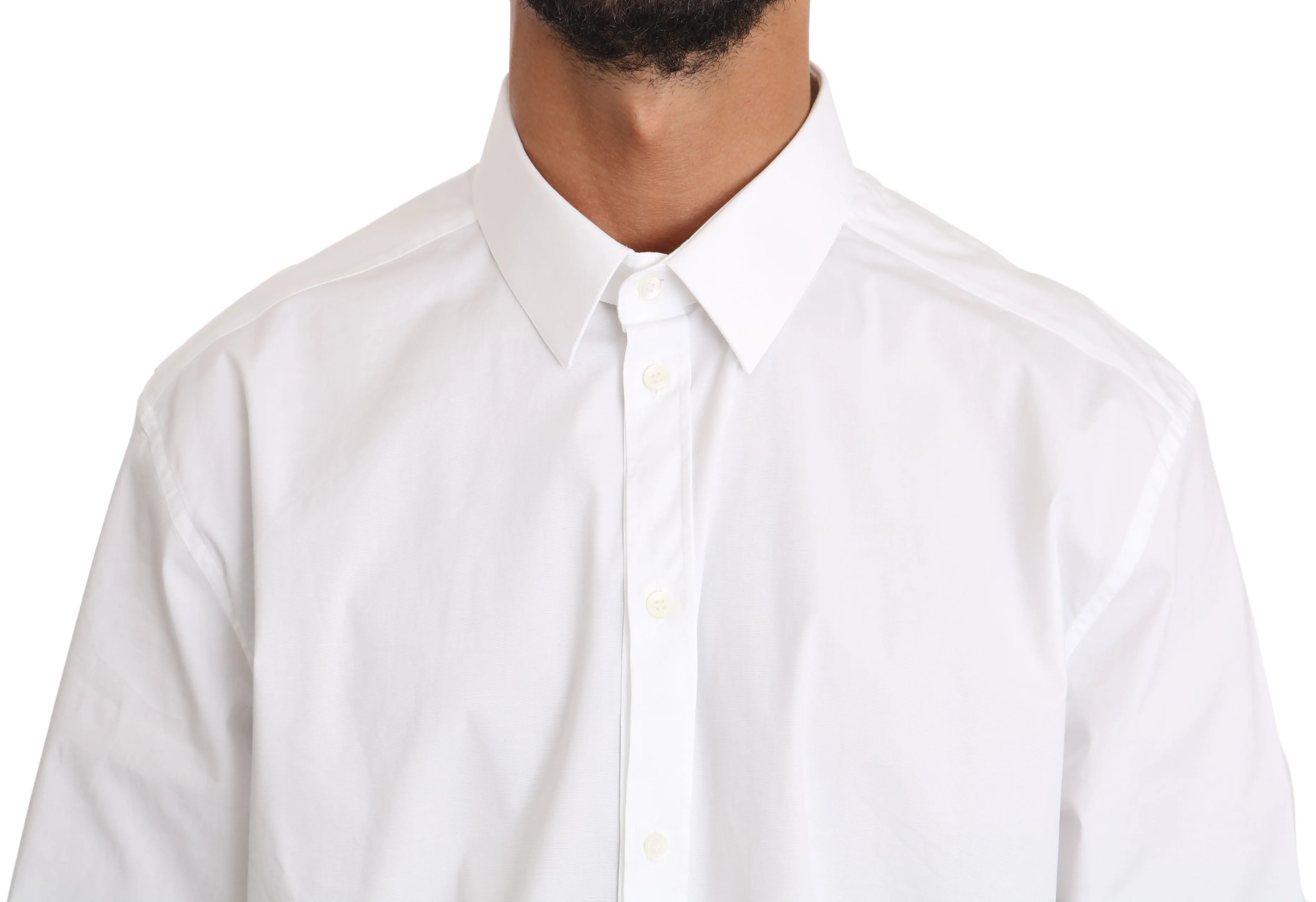 White Cotton Stretch GOLD Dress Shirt