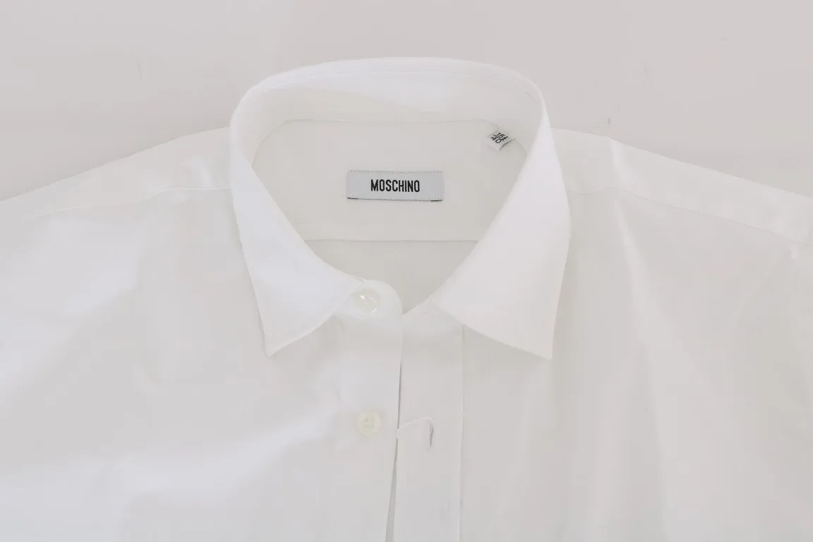 White Cotton Stretch Slim Fit Dress Shirt