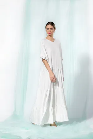 White Maxi Dress with Loose Fit, Maternity Dress, Loose Maxi Dress, Boho Wedding Dress, Long White Dress, Alternative Wedding Dress