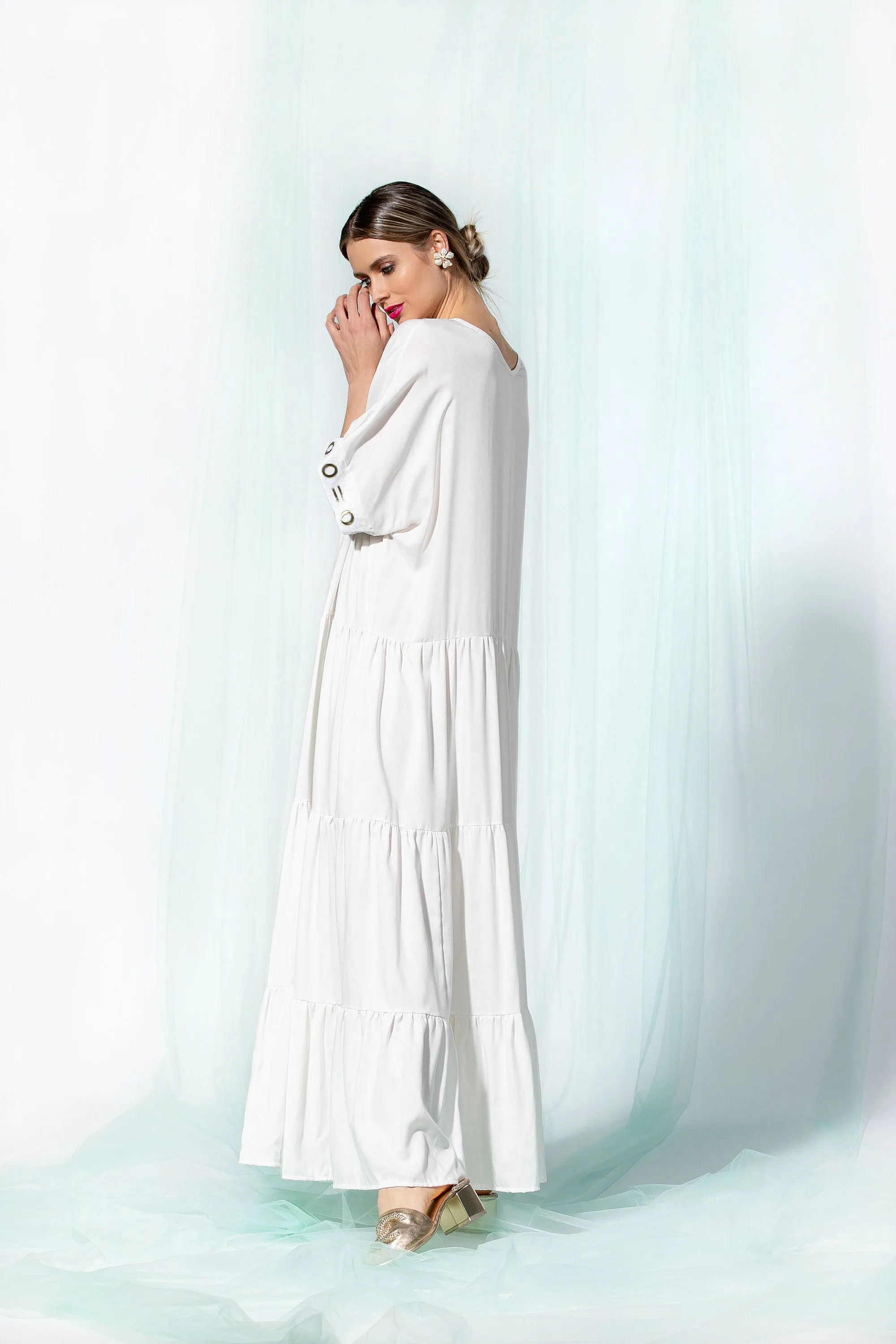 White Maxi Dress with Loose Fit, Maternity Dress, Loose Maxi Dress, Boho Wedding Dress, Long White Dress, Alternative Wedding Dress