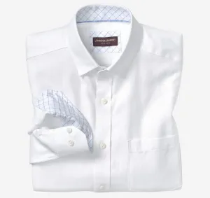 White Solid Birdseye Long Sleeve Dress Shirt