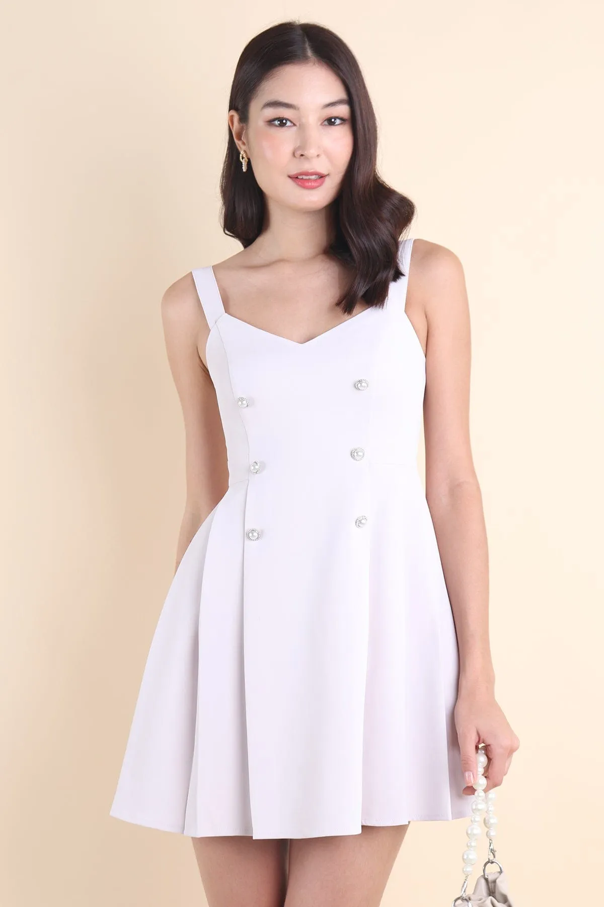 WINDSOR PLEATED DRESS IN PALE LILAC