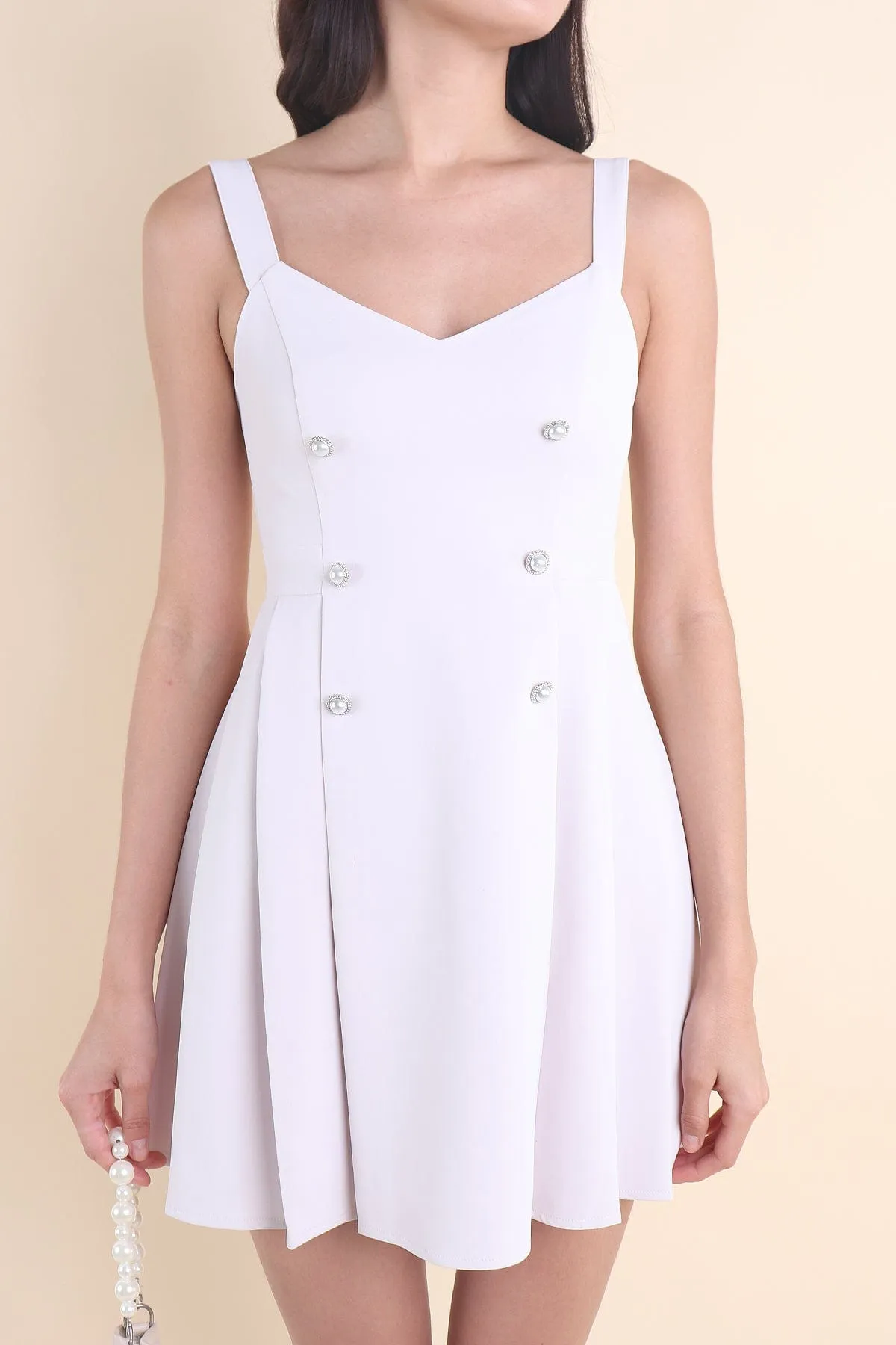WINDSOR PLEATED DRESS IN PALE LILAC