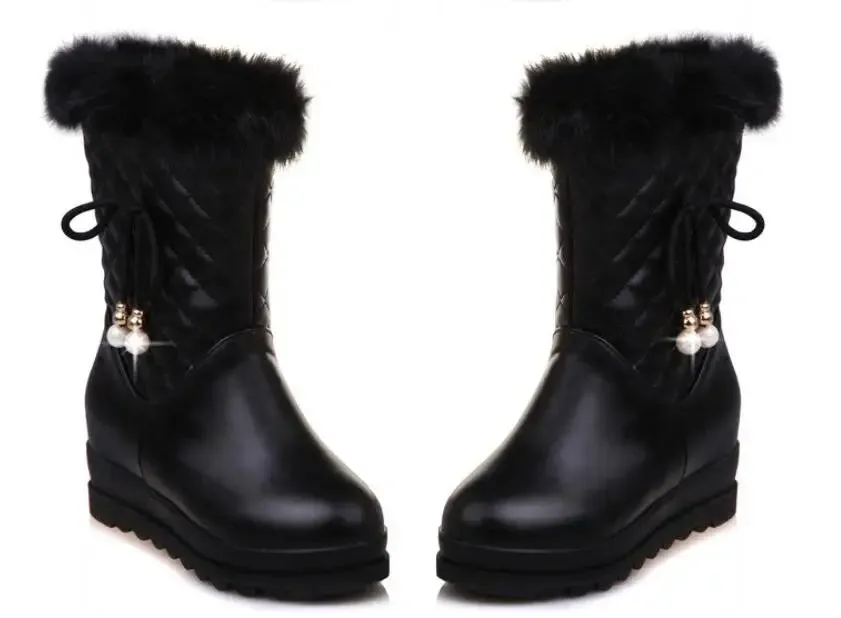 Winter Girls Boots Women Snow Boots Rabbit hair Thickened Warm Anti-skid Boots Plush Waterproof Casual Winter Women Shoes 28-43