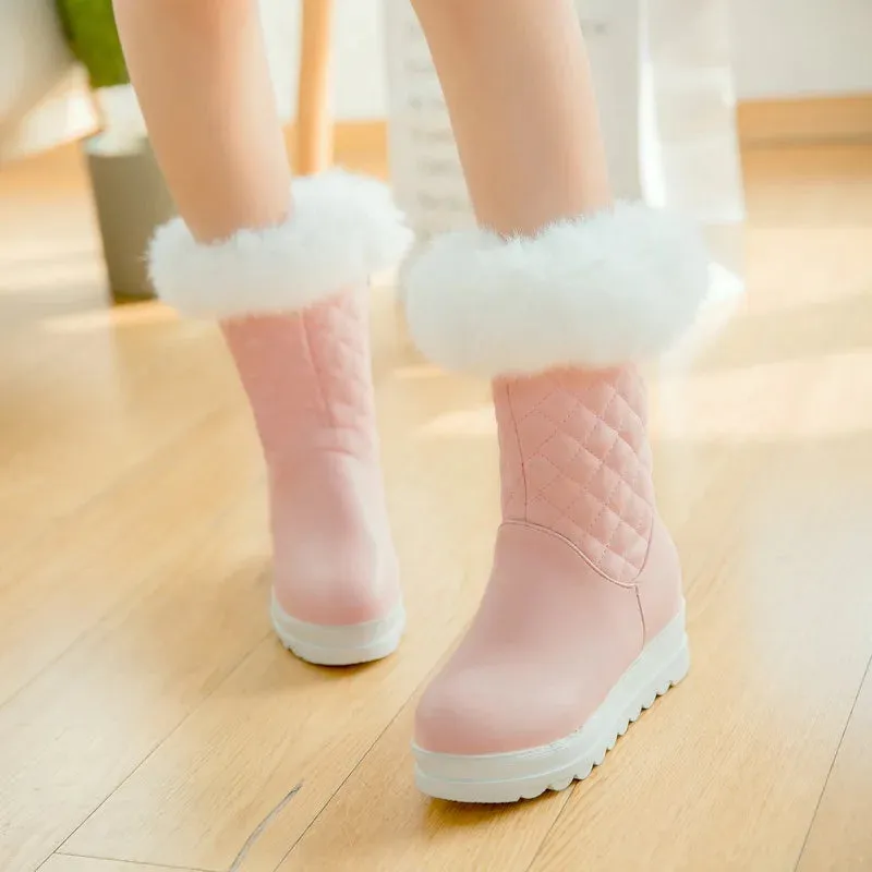 Winter Girls Boots Women Snow Boots Rabbit hair Thickened Warm Anti-skid Boots Plush Waterproof Casual Winter Women Shoes 28-43