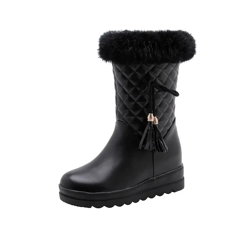Winter Girls Boots Women Snow Boots Rabbit hair Thickened Warm Anti-skid Boots Plush Waterproof Casual Winter Women Shoes 28-43
