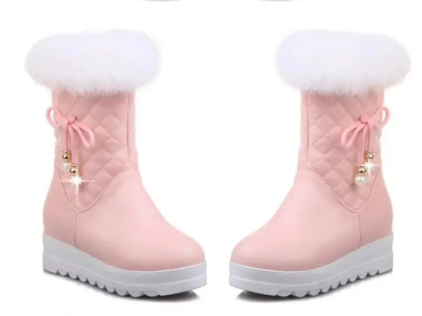 Winter Girls Boots Women Snow Boots Rabbit hair Thickened Warm Anti-skid Boots Plush Waterproof Casual Winter Women Shoes 28-43