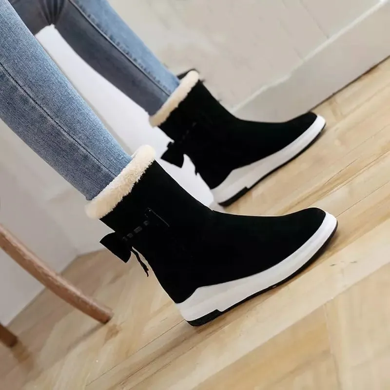 Woman Snow Boots Mid Calf Round Toe Shoes