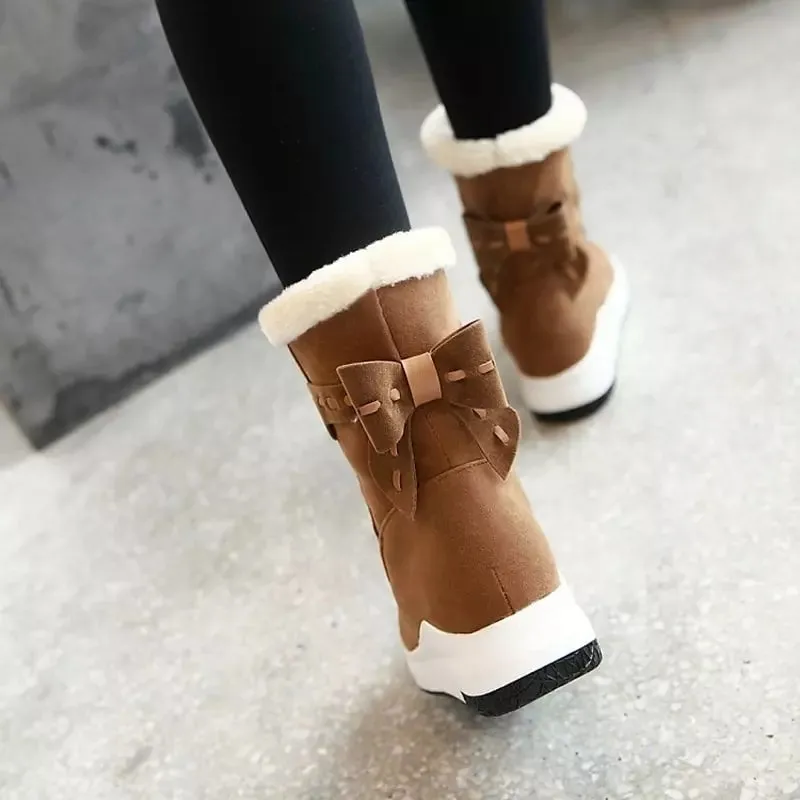 Woman Snow Boots Mid Calf Round Toe Shoes