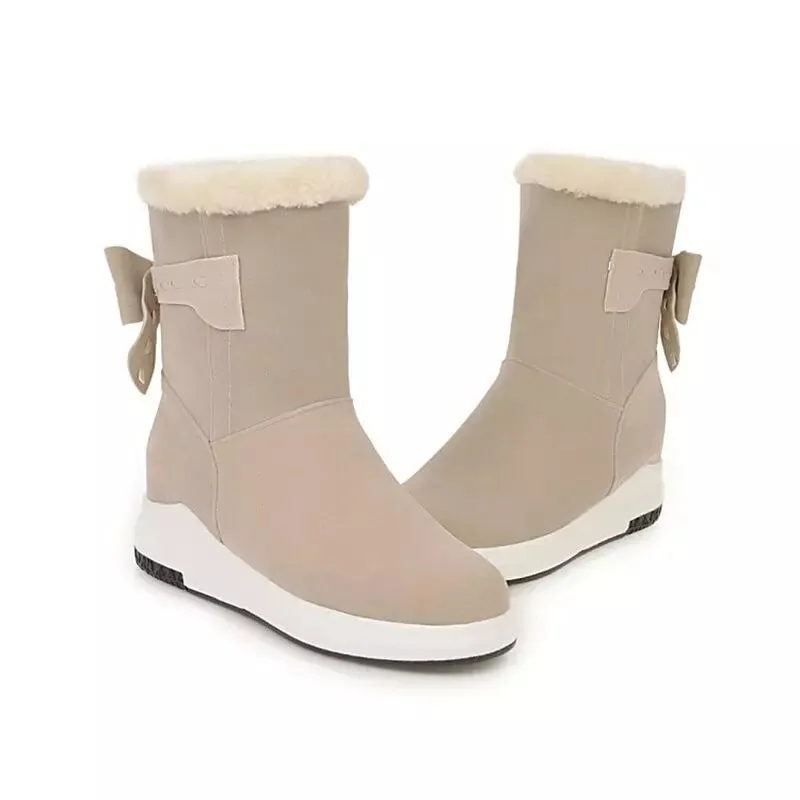 Woman Snow Boots Mid Calf Round Toe Shoes