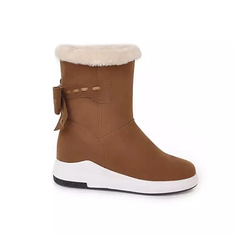 Woman Snow Boots Mid Calf Round Toe Shoes