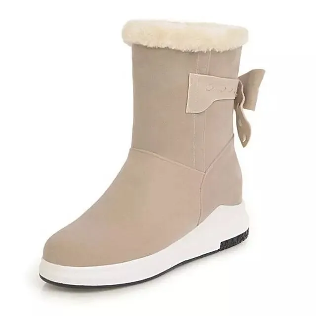 Woman Snow Boots Mid Calf Round Toe Shoes