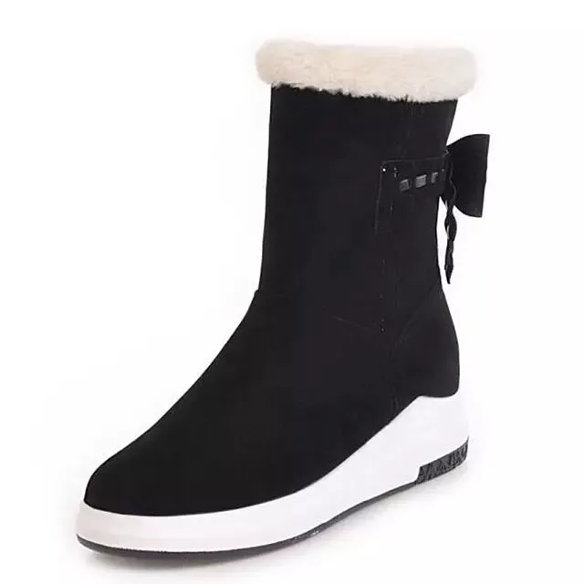 Woman Snow Boots Mid Calf Round Toe Shoes
