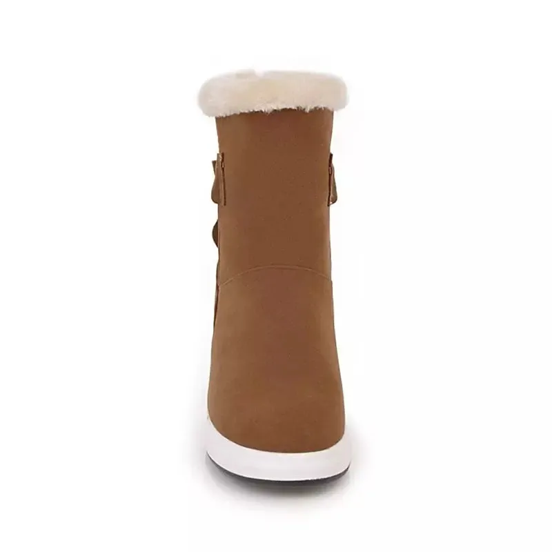 Woman Snow Boots Mid Calf Round Toe Shoes