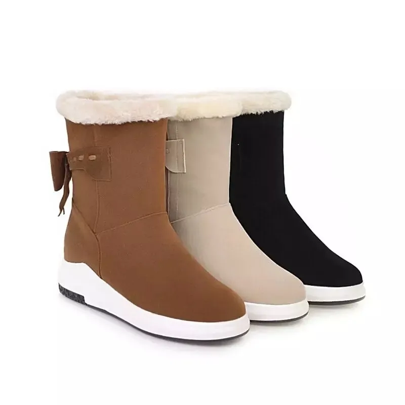Woman Snow Boots Mid Calf Round Toe Shoes