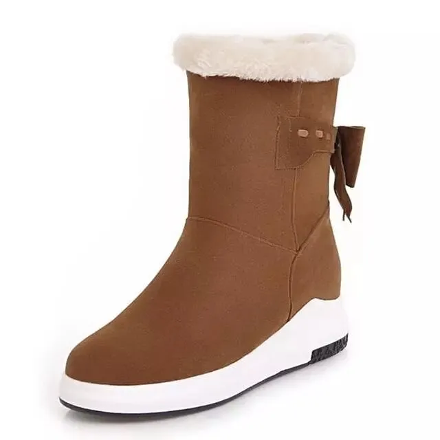 Woman Snow Boots Mid Calf Round Toe Shoes